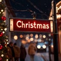 Road traffic sign reading Merry Christmas holiday greetings message Royalty Free Stock Photo