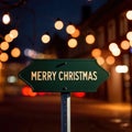 Road traffic sign reading Merry Christmas holiday greetings message Royalty Free Stock Photo