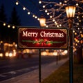 Road traffic sign reading Merry Christmas holiday greetings message Royalty Free Stock Photo