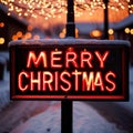 Road traffic sign reading Merry Christmas holiday greetings message Royalty Free Stock Photo