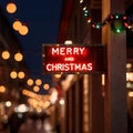 Road traffic sign reading Merry Christmas holiday greetings message