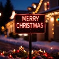 Road traffic sign reading Merry Christmas holiday greetings message Royalty Free Stock Photo