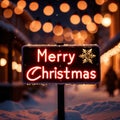 Road traffic sign reading Merry Christmas holiday greetings message Royalty Free Stock Photo