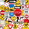 Road and traffic signs Royalty Free Stock Photo