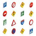 Road traffic signs isometric icons set Royalty Free Stock Photo