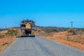 Road Train oversize transport in Australia transporting big mining equipment Royalty Free Stock Photo