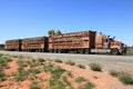 Road train parked on side of highway Royalty Free Stock Photo