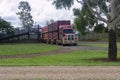 Road train truck loading cattle for market