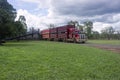 Road train truck waiting to load cattle in Central Queensland, Australia