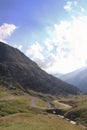 Road on the transfagarastan route in Romania. There are monutains around it