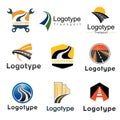 Road, transport . Abstract element set of logo templates