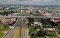 Road transport interchange before cable-stayed bridge, entrance