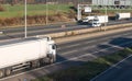 Road transport - lorries in traffic on the motorway Royalty Free Stock Photo