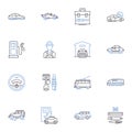 Road transport line icons collection. Trucking, Logistics, Highway, Cargo, Trailer, Fleet, Delivery vector and linear Royalty Free Stock Photo