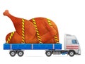 Road transportation of roast turkey, chicken