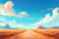 road trip adventure on big road in desert with brown rocks AI generated