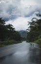 The wet road on the hill landscape Royalty Free Stock Photo