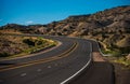 Road trip in Arizona desert. Beautiful countryside landscape. Western Utah countryside highway during hot summer day Royalty Free Stock Photo