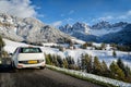 Road trip in the Dolomites in winter