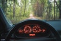 Road trip inside of forest Royalty Free Stock Photo