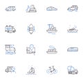Road trip line icons collection. ighway, Adventure, Scenic, Escape, Freedom, Exploration, Wanderlust vector and linear