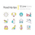 Road trip tips RGB color icons set Royalty Free Stock Photo