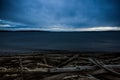 Dark and Cold Keystone Beach on a Winter Sunset On Whidbey Island, Washington, United States Royalty Free Stock Photo