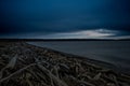 Dark and Cold Keystone Beach on a Winter Sunset On Whidbey Island, Washington, United States Royalty Free Stock Photo