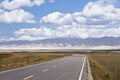 Road trough vast grass land of Qinghai, China Royalty Free Stock Photo