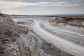 Road for trucks in chalk quarry mining