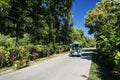 Road and tuk tuk moto taxi on tropical boracay philippines