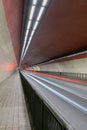 Road tunnel with blurred moving lights