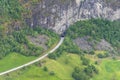 Road tunnel in Norwegian mountains near Flam City