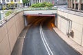 Road tunnel under a street in a downtown district Royalty Free Stock Photo