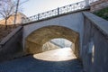 Road under the Turkish bridge. Architecture of old sity of Chernivtsi, Bukovina, Ukraine