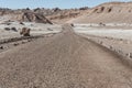 Road at Valle de la Luna Moon Valley in Atacama Desert near San Pedro de Atacama, Antofagasta - Chile Royalty Free Stock Photo