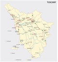 Road vector map of the Italian region Tuscany