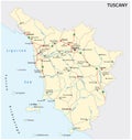 Road vector map of the Italian region Tuscany