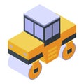 Road vibratory roller icon, isometric style