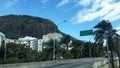 Road view with direction sign in Rio de Janeiro, Brazil. Royalty Free Stock Photo