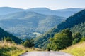 A road and view of mountains in the rural Potomac Highlands of West Virginia Royalty Free Stock Photo