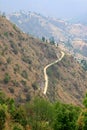 Road and villages on mountains in Dhulikhel Royalty Free Stock Photo