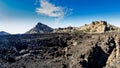 On the road, volcanic land of Natural Park Teide volcano, Canary Islands, Spain