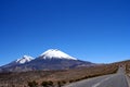 Road and Volcanoes in Park Lauca