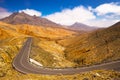 Road in vulcanic landscape of Fuerteventura Island, Canary Island, Spain, Europe.