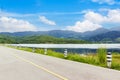 Road way with blue sky at Klong Haeng Reservoir Krabi