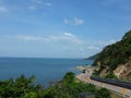 Road way sea sunshine sky Royalty Free Stock Photo