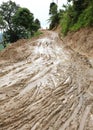 Road wet muddy of countryside Royalty Free Stock Photo