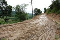 Road wet muddy of countryside Royalty Free Stock Photo