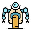 Road wheel robot icon color outline vector